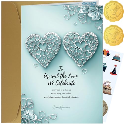 Elegant Silver Hearts Anniversary Card for Couples