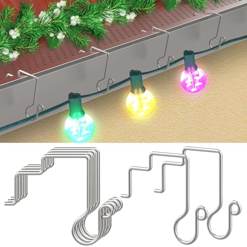 Christmas Light Hooks for Gutter Guards - Heavy-Duty Stainless Steel, 100 Pack - Mesh & Perforated Gutter Compatible