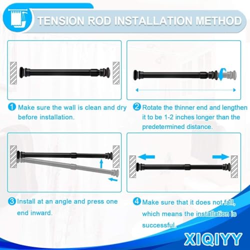 XIQIYY Black Tension Shower Rod, 16.8-26 Inch Adjustable Spring Rod