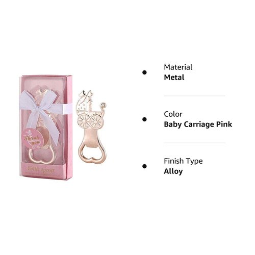 30 Pcs Baby Shower Party Favors Return Gifts For Guests Baby Bottle Bottle Openers Decorations Boy Girl By PARTYGOGO (Baby Carriage Pink, 30)