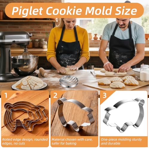 Pig Cookie Cutters Set 6-Piece Stainless Steel Mexican Bread Molds