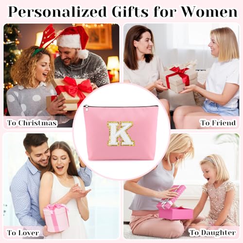 Mxrymvu Personalized Initial Makeup Bag Oxford Cloth Cosmetic Pouch Letter K