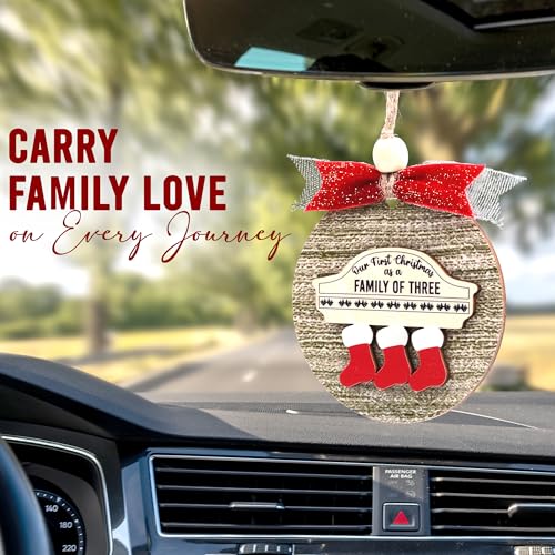 Family of 3 Christmas Ornament 2025 Wooden Holiday Keepsake