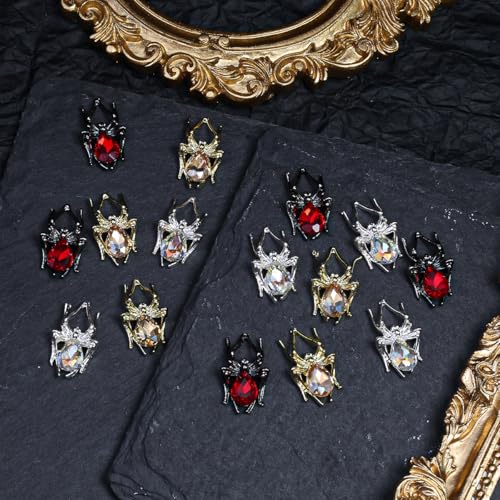 3D Spider Halloween Nail Charms - Alloy Rhinestone Gems for Acrylic Nails
