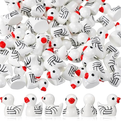 VioraWhite 50 Mini Volleyball Ducks - Cute Resin Figurines for Parties
