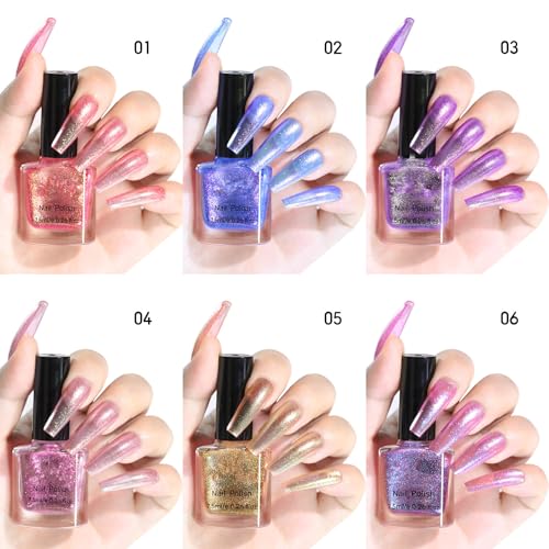 Yimart Holographic Chameleon Gel Nail Polish 7.5ml Sparkly Iridescent Chrome Glitter