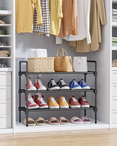 Kitsure 3-Tier Shoe Rack for Closet, 27.6" Wide, Black