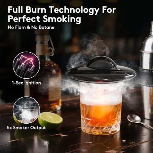 SUNCHARM Electric Cocktail Smoker Kit with 6 Wood Chip Flavors & USB Charger