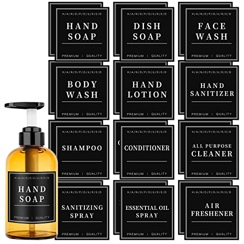 24PCS Waterproof Label Stickers for Bottles - Bathroom & Kitchen Dispenser Labels