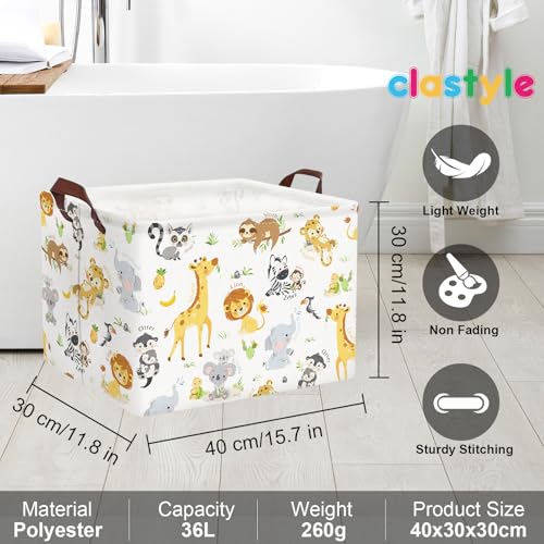 Clastyle Collapsible Jungle Animal Storage Basket for Kids