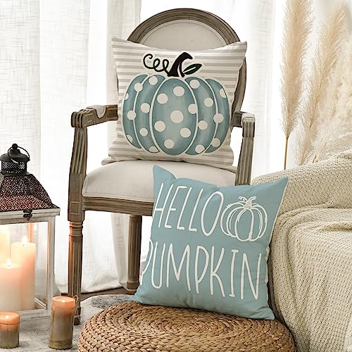 AVOIN colorlife Fall Throw Pillow Covers, 18x18 Autumn Pumpkin Set of 4