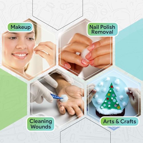 FifthPulse Premium 100% Cotton Balls for Face, Makeup & Skincare - 75 Count