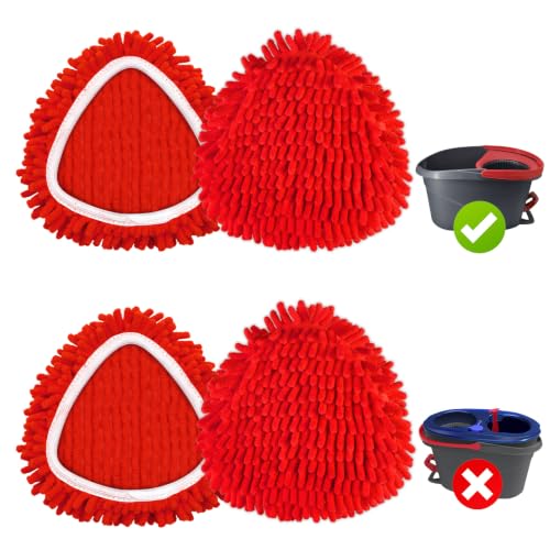 4 Pack Chenille Mop Head Replacements for O-Cedar EasyWring
