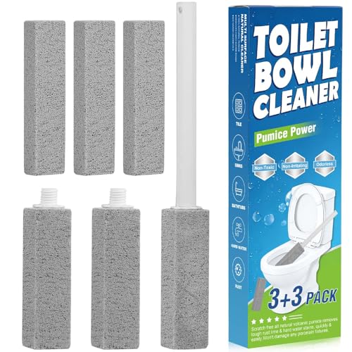Herda 6 Pack Pumice Stone Toilet Bowl Cleaner - Natural Hard Water Stain Remover