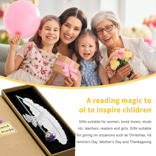 Metal Feather Bookmark with Butterfly Charms - Ideal Gifts for Book Lovers