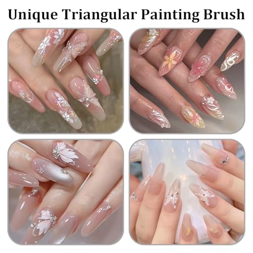 2PCS Triangular Pyramid Nail Brush for 3D Flower & Butterfly Art
