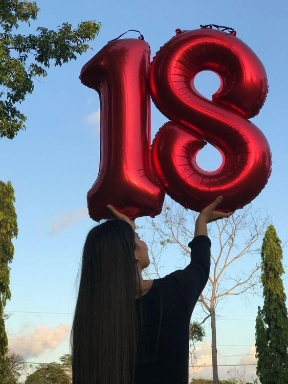 Red Number 1 Balloon - 40 Inch Shiny Red Birthday Decoration for Baby Boy/Girl First Birthday