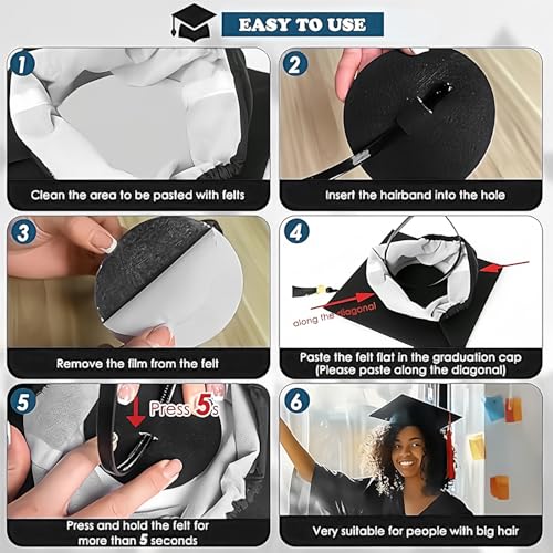Graduation Cap Headband Insert - Secure Anti-Fall Grad Hat Hair Band