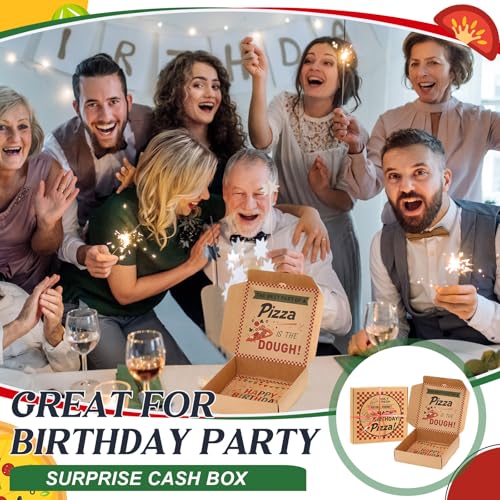 Birthday Pizza Money Gift Box Set - 7x7 Inch Kraft Paper (Pack of 2)