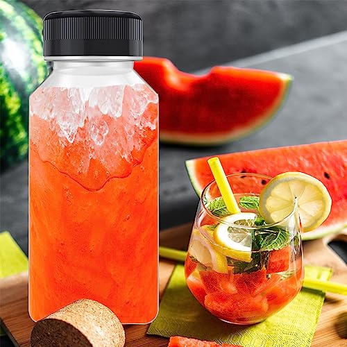 XYSMZM 8 Pack 4oz Plastic Juice Bottles with Black Tamper-Proof Caps