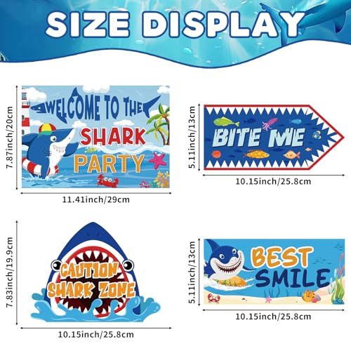 Hooqict Shark Birthday Party Decorations – 20pcs Welcome Signs for Kids Boys Under The Sea Ocean Beach Theme