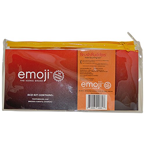 Brush Buddies Emoji Eco Travel Kit with Toothbrush and Pouch