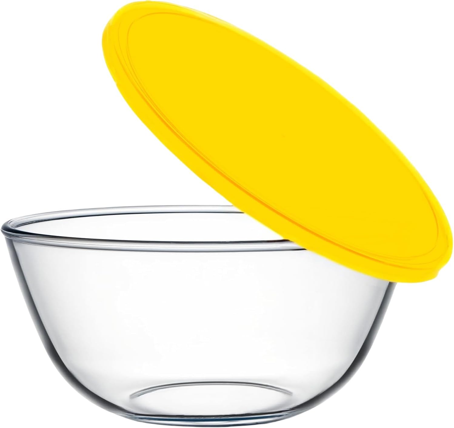 Skiennix 4.7QT Large Glass Mixing Bowl - Versatile Salad Bowl with Yellow Lid for Sourdough & Kitchen Use
