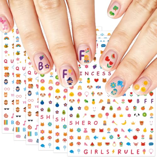 IDDFEVE 3D Self-Adhesive Nail Art Stickers, 1200+ Pcs Cute Flower Animal Fruit Designs DIY Decals
