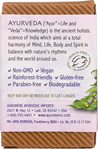 Auromere Ayurvedic Bar Soap, Himalayan Rose, Natural Vegan (2.75 oz)