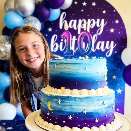 Purple and Pink Number 3 Birthday Candle for Girls