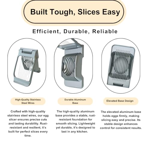 Annie & Mia Egg Slicer - Stainless Steel Wires Multi-Use Kitchen Cutter for Hard Boiled Eggs, Strawberries, Kiwi, and More