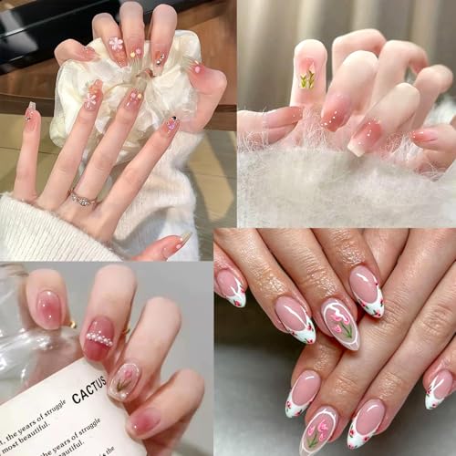 Floral Nail Art Stickers 3 Sheets Embossed Tulip Spring Manicure Decals