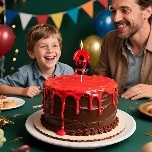 Horror Dripping Blood Number Cake Candle - 9th Birthday Decoration