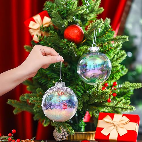 48 Pcs Iridescent Christmas Ornaments Balls 4 Inch Clear Holiday Decorations - Variation of THIS listing