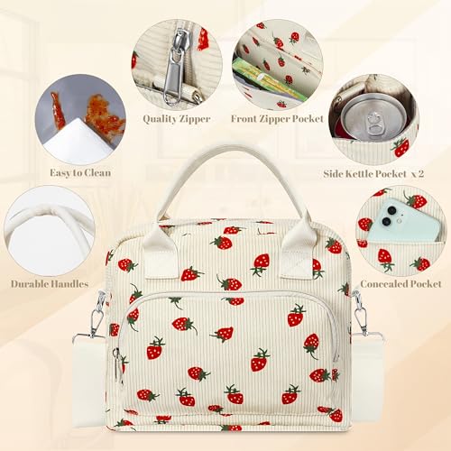WOPIPAL Insulated Lunch Bag - Large Capacity Leakproof Tote, Straps Red