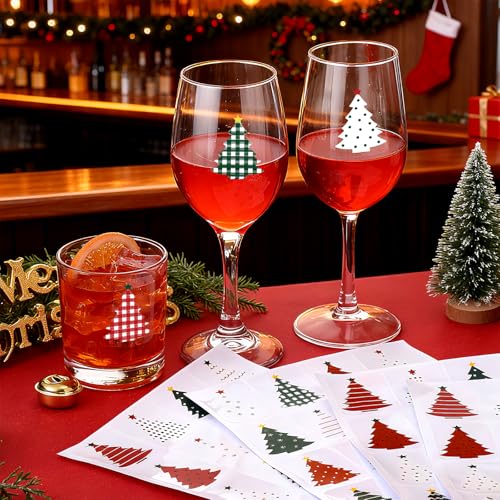 Christmas Tree Style Wine Glass Charms - 192 Pcs Holiday Drink Markers
