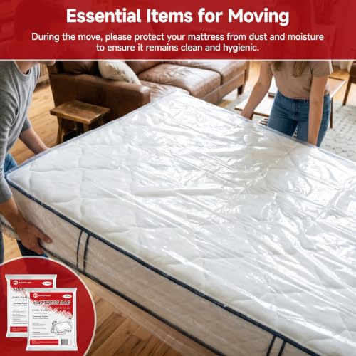 Kingplast Mattress Moving Bag - Queen/King Size, 2-Pack, 1.5 Mil Heavy Duty