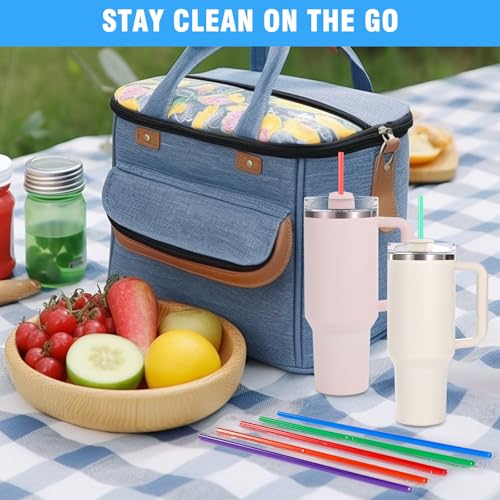 100 Pcs Colorful Disposable Straws for 40 OZ Tumblers - 12" Long