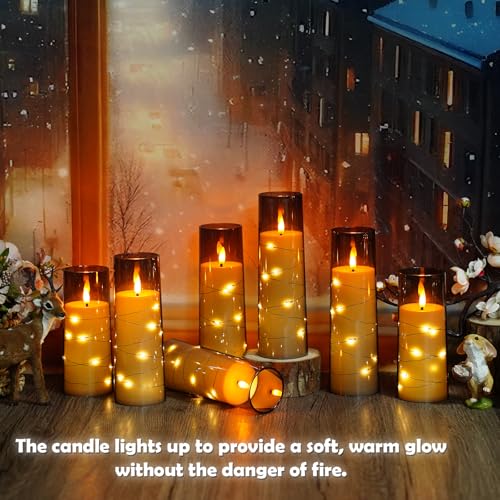 Grey Flameless LED Candles with Timer 24 Pack Flickering Home Decor