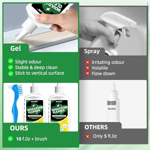 OLELON Mold Stain Remover Gel - 5 Fl Oz (Pack of 2) for Washing Machine & Tile Grout