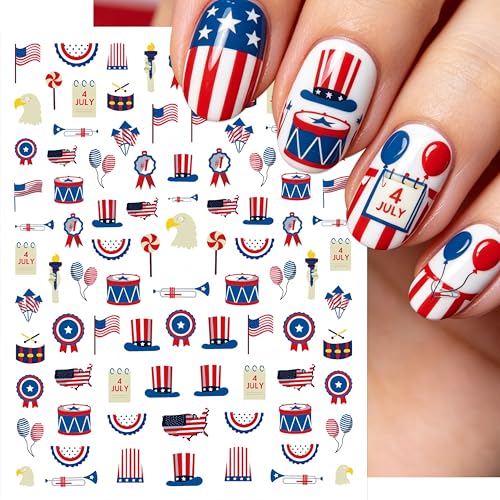 Patriotic Nail Stickers 3D Self-Adhesive American Flag Decals