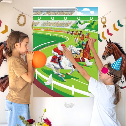 Large Pin The Tail on The Horse Game Set for Kids - 24 Stickers