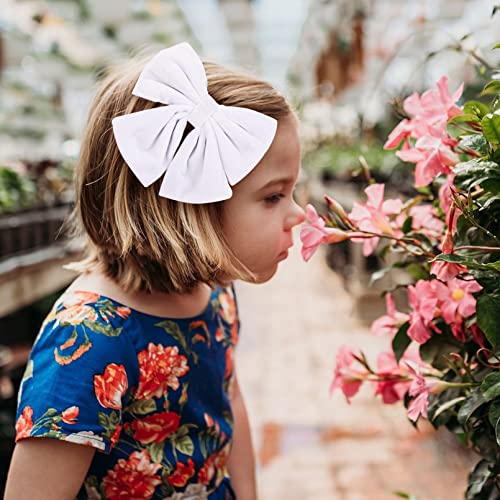 Velvet Hair Bows Girls 6" 2PCS Big White Fall bow Alligator Clips for