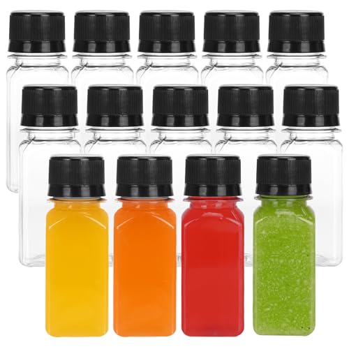 Moretoes 2oz Plastic Ginger Shot Bottles - 14 Pack Leak-Proof Juice Containers