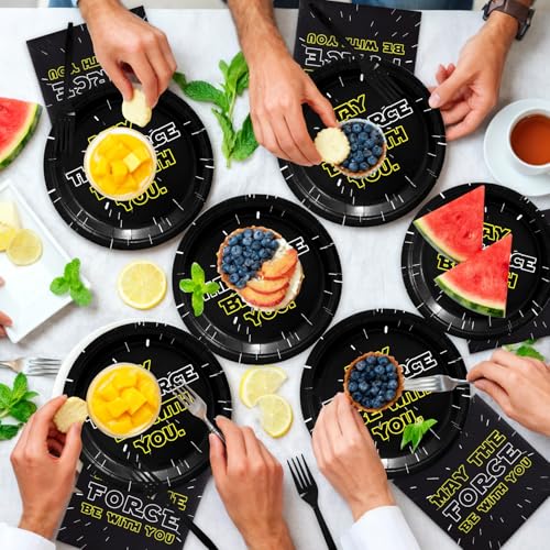 Meidisi 48Pcs Galaxy Star Birthday Party Supplies P4 – Plates, Napkins & Cutlery Set