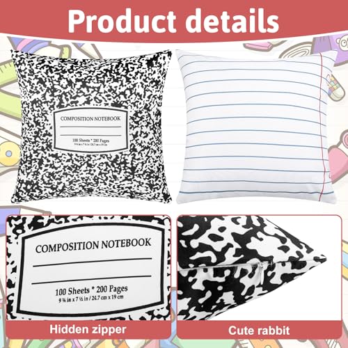 Hahafelt 2 Pack Notebook Design Throw Pillowcases - 18x18 Inches
