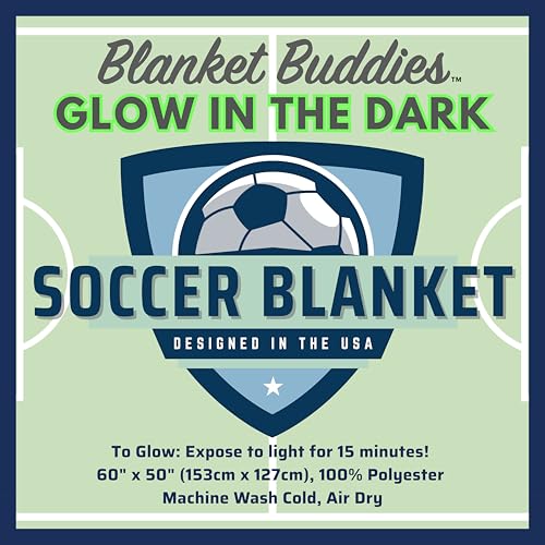 Glow in The Dark Soccer Throw Blanket - Cozy Fleece for Kids, 50"x60" Green