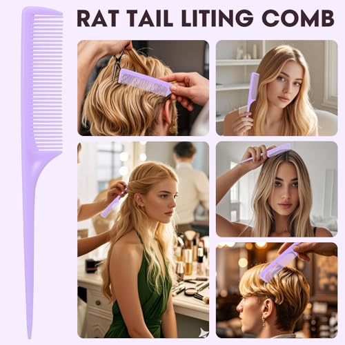 Rat Tail Comb Set - 3-Piece Fine Tooth Hair Styling & Parting Combs