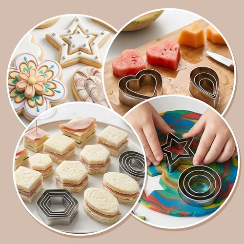 30Pcs Mini Geometric Cookie Cutter Set - Stainless Steel Baking Tools