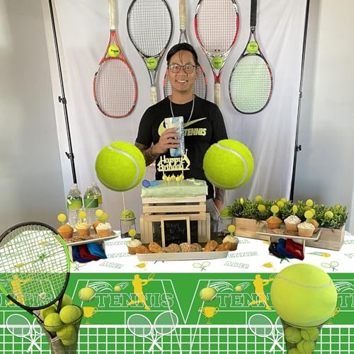 2 Pack Tennis Birthday Table Covers - 51x87'' Disposable Plastic